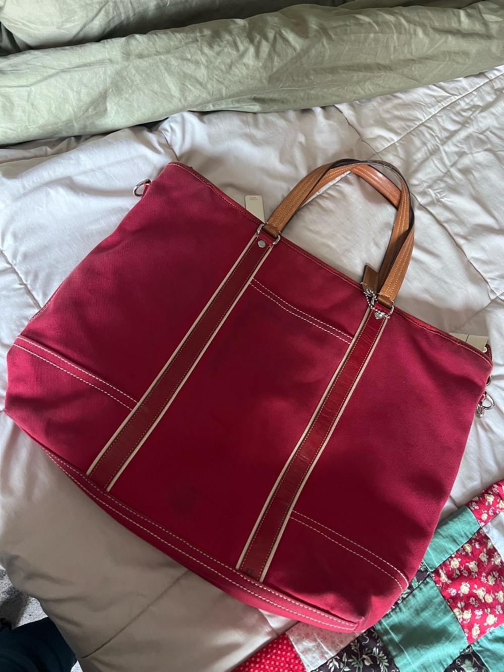 MAKE AN OFFER COACH Heritage Hampton Transatlantic Weekender Canvas Leather Tote - Picture 7 of 10